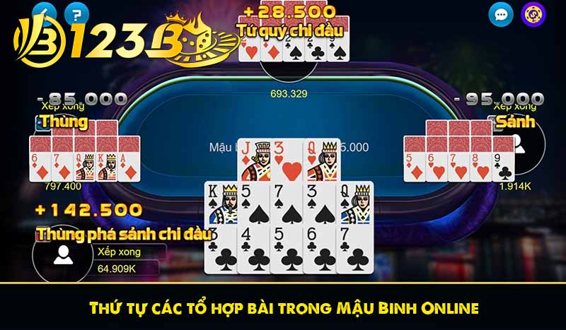 Thứ tự các tổ hợp bài trong Mậu Binh Online